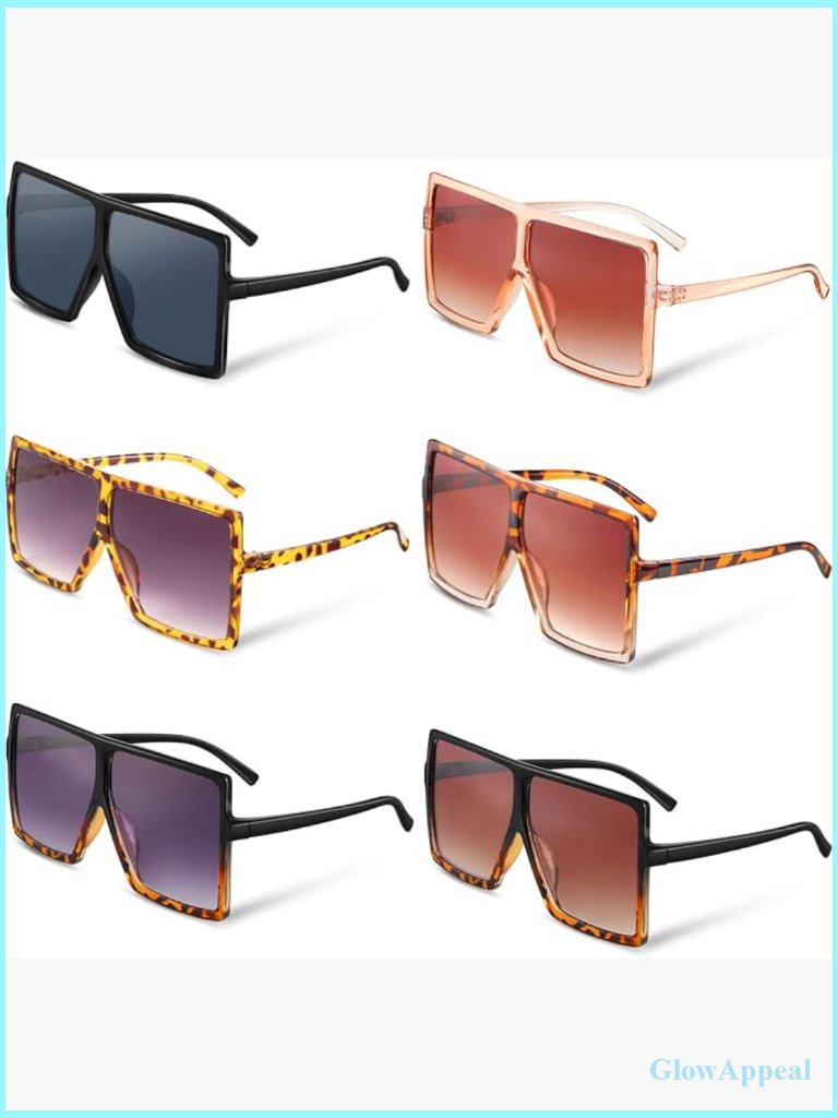 6 Pack Oversized Square Sunglasses Fashion Shades For Women